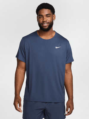Nike Mens Miler Dri-Fit UV Blue/Reflective Silver Running Top