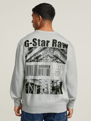 G-Star Men's Substance Back Graphic Grey Sweatshirt