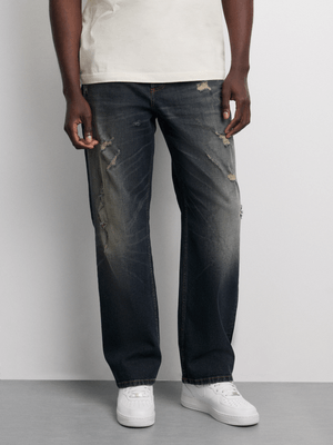 Redbat Men's Dark Blue Straight Leg Jeans