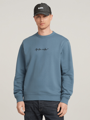 G-Star Men's G-Script Logo Blue Sweatshirt