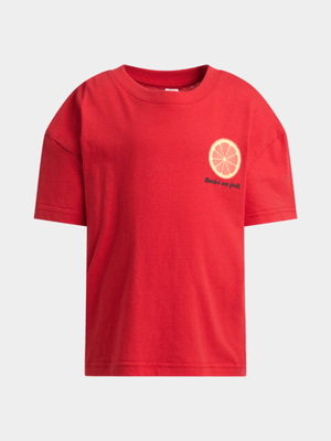 Jet Younger Girls Red Oversized BF T-shirt