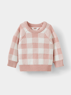 Cotton On Baby Pink Organic Raglan Knit Sweater