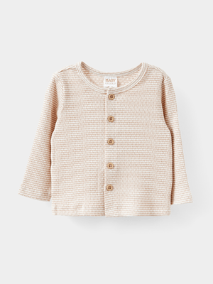 Cotton On Baby Beige Organic Pointelle Cardigan
