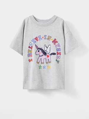 Cotton On Kids Girl Grey iscreamcolour Short Sleeve T-shirt