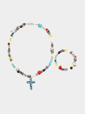 Redbat Unisex Elastic Bracelet & Neck Charm Set