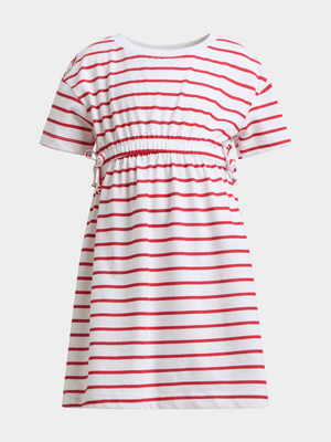 Exact Older Girl's White & Red Striped Dress
