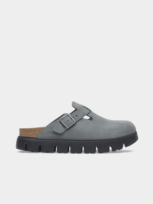 Birkenstock Boston Chunky Basalt Gray Suede Narrow Fit