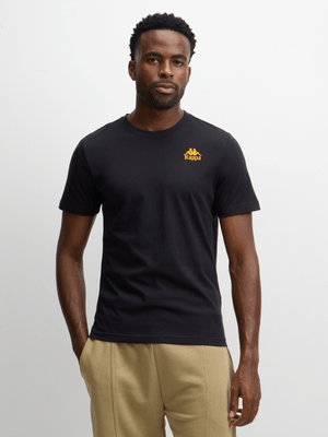 Mens Kappa Authentic Linizia Black/Yellow Tee