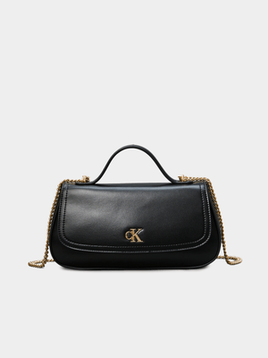 Women's Calvin Klein Black  Top Handle With Chain Bag