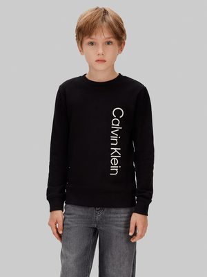 Kids Calvin Klein Black  Terry Side Graphic Sweatshirt