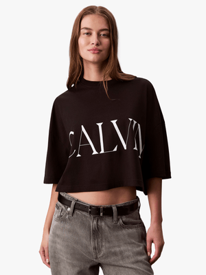 Women's Calvin Klein Black  Cropped Graphic Top