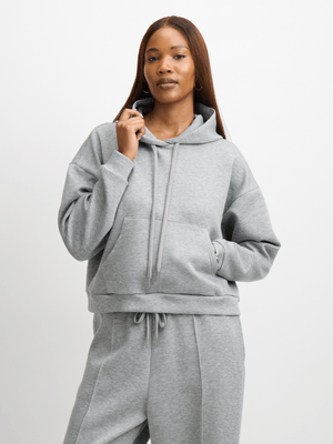 Exact Women's Grey Melange Hoodie