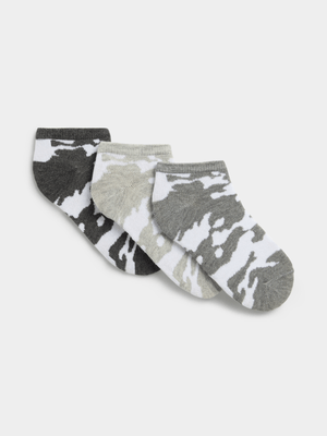 Exact Boy's Grey Camo Print 3-Pack Socks