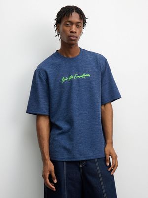 The FIX Men's Navy Textured Print Top