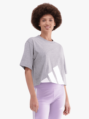 adidas Womens Essential Big Logo Boyfriend Grey Tee