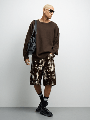 The FIX Men's Abstract Printed Bermuda Denim Shorts