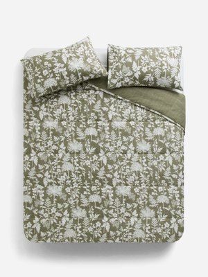 Jet Home Green Leona Leaves Comforter Single