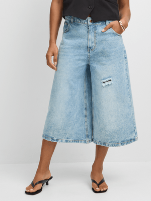 Jet Women's Acid Wash Ripped Jort