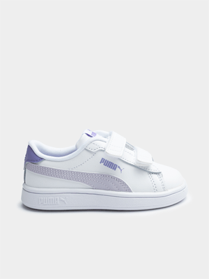 Toddlers Puma Smash 3.0 White/Lilac Sneaker