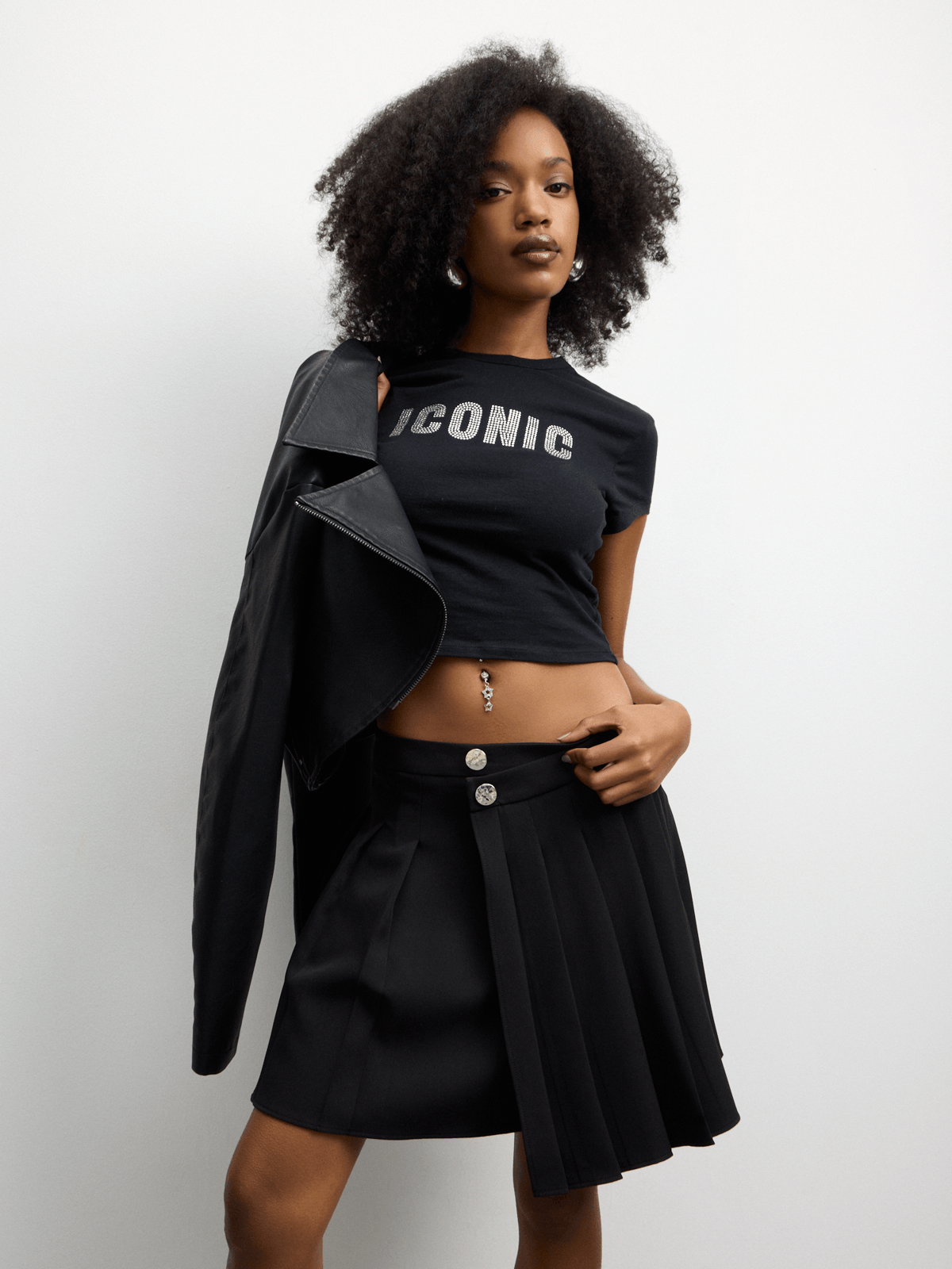 The FIX Women's Black Shaakira Asym Pleated Mini Skirt | Bash