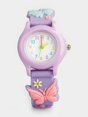 Girl's Purple Butterfly Watch