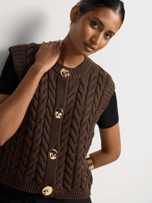 Chunky Knit Button Through Vest