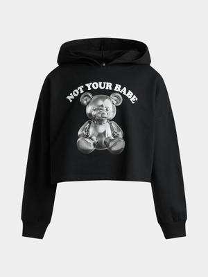 Jet Teen Girls Black Teddy Graphic Hoody