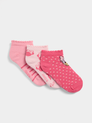 Jet Younger Girls 3 Pack Minnie And Friends Lowcut Socks