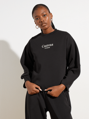 Women's Canvas Branded Sweat Black
