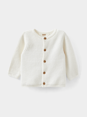 Cotton On Baby White Organic Knit Cardigan