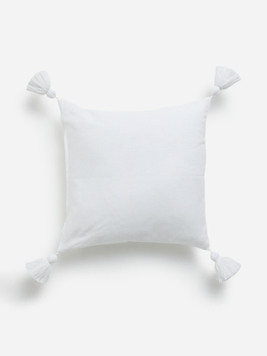 Jet Home White Tassel Scatter 50x50