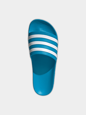 adidas Mens Adilette Aqua Blue/White Slides