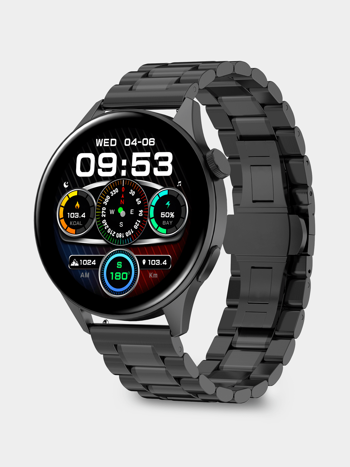 Tempo Pulse GPS Ultra Hydra Black Plated Round Black Silicone Smart ...