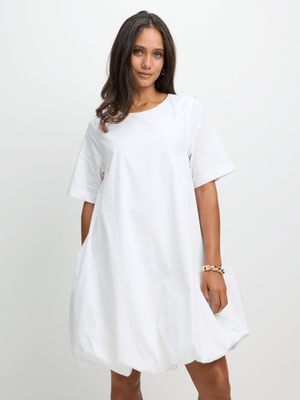 Exact Women's White Bubble Hem Mini Dress