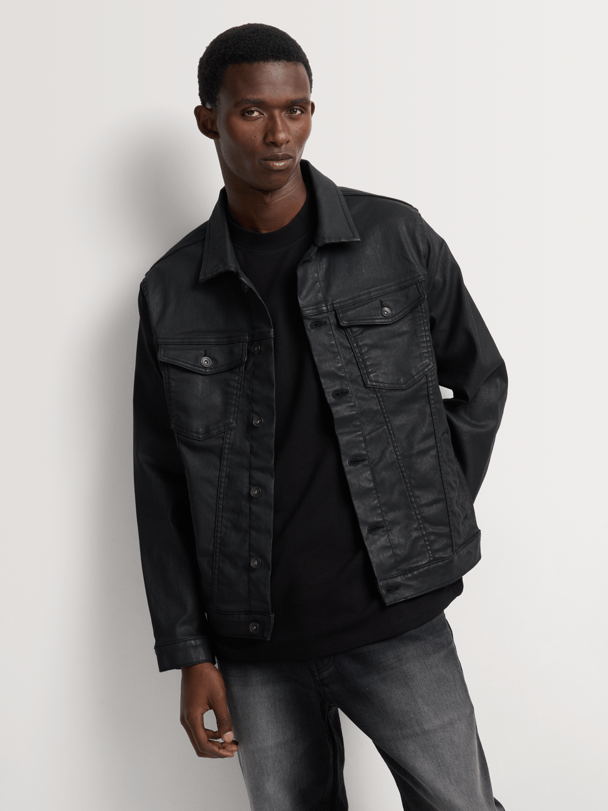 Relay Jeans Men's Slim Fit Black Coated Trucker | Bash