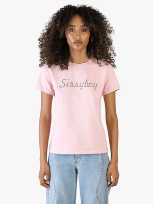 Women's Sissy Boy Pink  Caught Your Eye Bling T-shirt