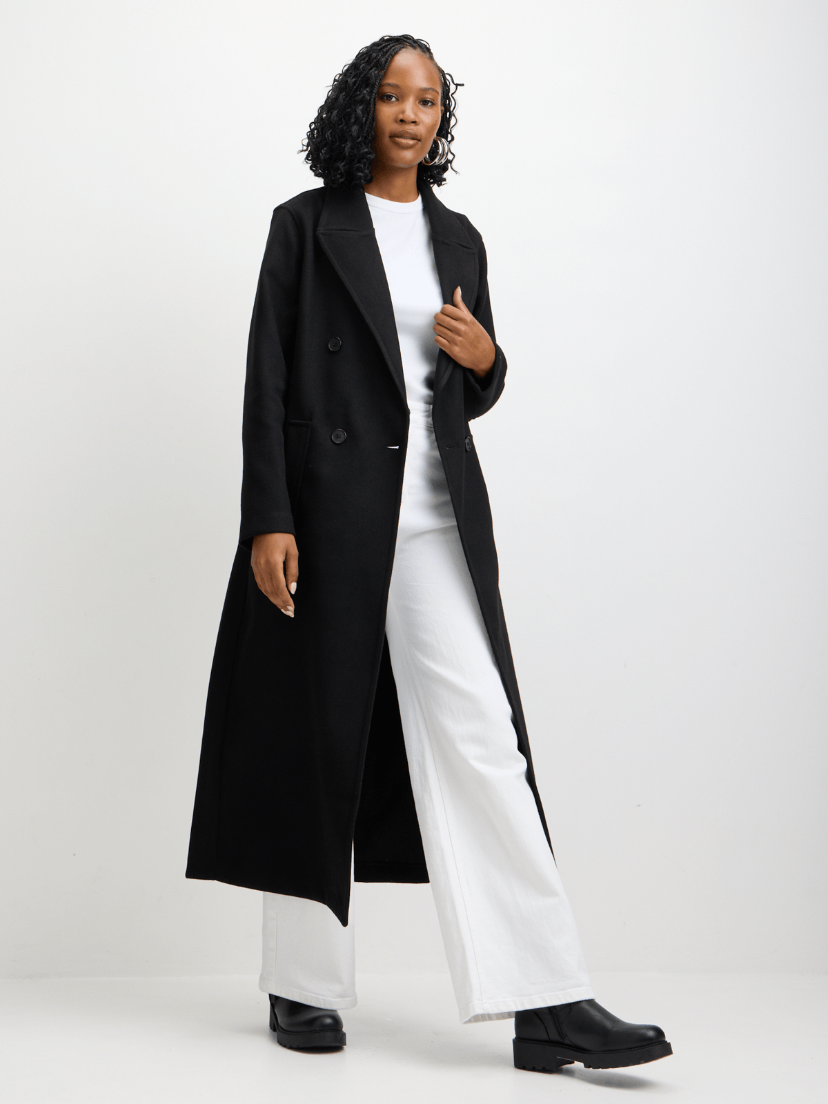 Jet Women's Black Double Breasted Melton Coat | Bash
