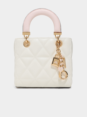 Women's Aldo Florense White & Light Pink Satchel Bag