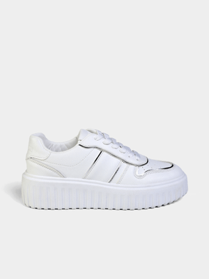 Women's Madison White Myra Chunky Sole Two Toned Sneakers