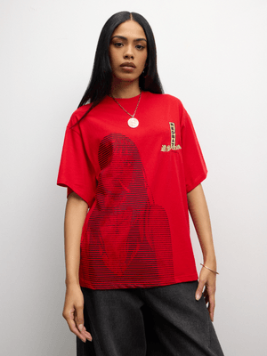 Redbat Women's Anime Relaxed Red T-Shirt