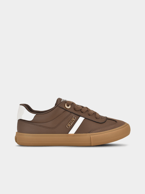 Women's Guess LOUI Dark Brown Lace Up Sneakers