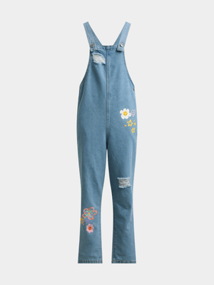 Jet Younger Girls Light Blue Graffiti Dungaree
