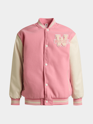 Jet Younger Girls Pink Baseball Jacket