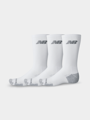 New Balance Performance Cushioned 3-Pack White Crew Socks