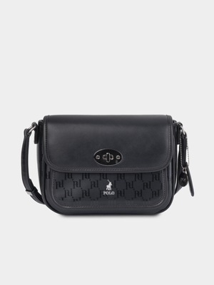 Women's Polo Black  Rockford Flapover Crossbody Bag