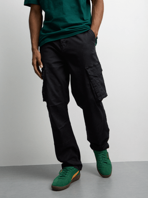 Redbat Men's Cargo Washed Black Pants