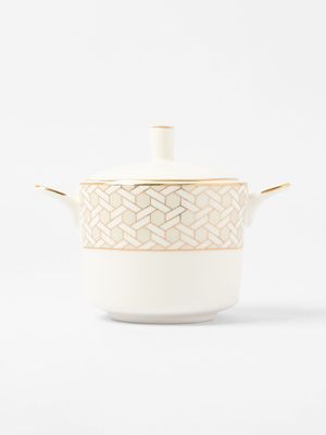 AH Aurum Gold Accent Porcelain Sugar Pot 300ml