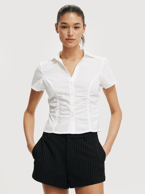 Women's Cotton On White Maya Rouched Shirt