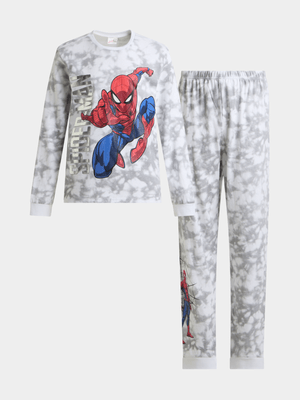 Jet Older Boys Spiderman Cream & Grey Long Sleeve Pyjama Set
