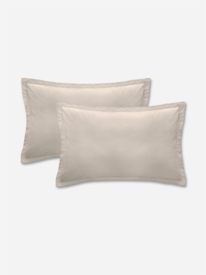 Volpes Washed Cotton Oxford Natural Pillowcase Pair